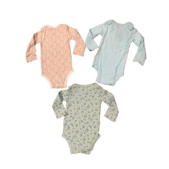 Lot of 3 Girl's 18 Month One-piece Bodysuit w/ Long Sleeves Carters - Picture 2 of 2